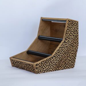 9U 60HP Eurorack case in solid oak with ‘turing pattern’
